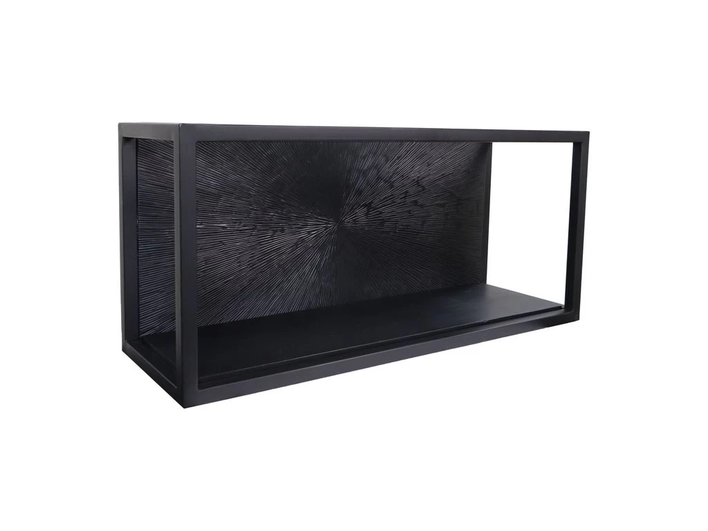 Wandbox Fletcher - Zwart - Ijzer/Aluminium/Mangohout - 55x18x25 Cm 4 Wandbox Fletcher - Zwart - Ijzer/Aluminium/Mangohout - 55x18x25 Cm - Afbeelding 2