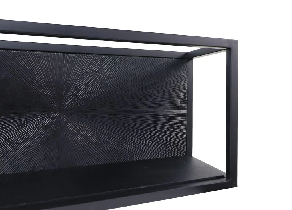 Wandbox Fletcher - Zwart - Ijzer/Aluminium/Mangohout - 55x18x25 Cm 5 Wandbox Fletcher - Zwart - Ijzer/Aluminium/Mangohout - 55x18x25 Cm - Afbeelding 3