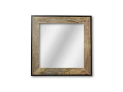 Wandspiegel Vierkant - Naturel/zwart - Teakhout - 70x70x5 Cm