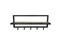 Kapstok - Naturel/zwart - Mangohout/metaal - 66x17x28 Cm