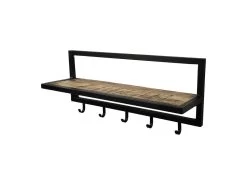 Kapstok - Naturel/zwart - Mangohout/metaal - 66x17x28 Cm -Woonmeubelwinkel de kisten koning 108793 4