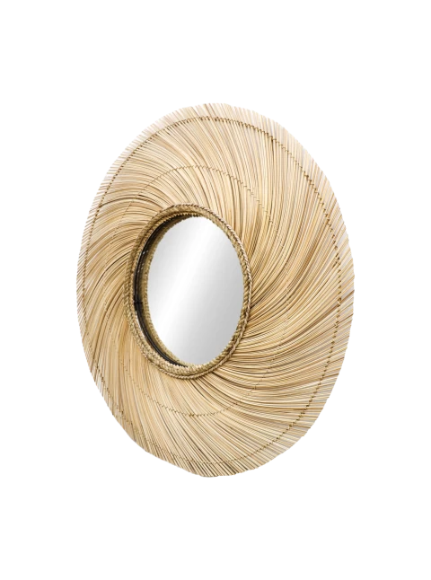 Wandspiegel - Naturel - Bamboe - ø90 Cm 4 Wandspiegel - Naturel - Bamboe - ø90 Cm - Afbeelding 2