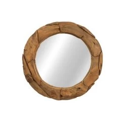 Wandspiegel - Naturel - Teak - ΓΈ70x5 Cm