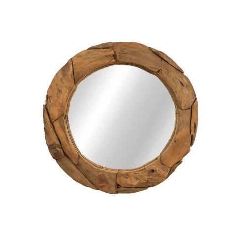Wandspiegel - Naturel - Teak - ø70x5 Cm 3 Wandspiegel - Naturel - Teak - ø70x5 Cm