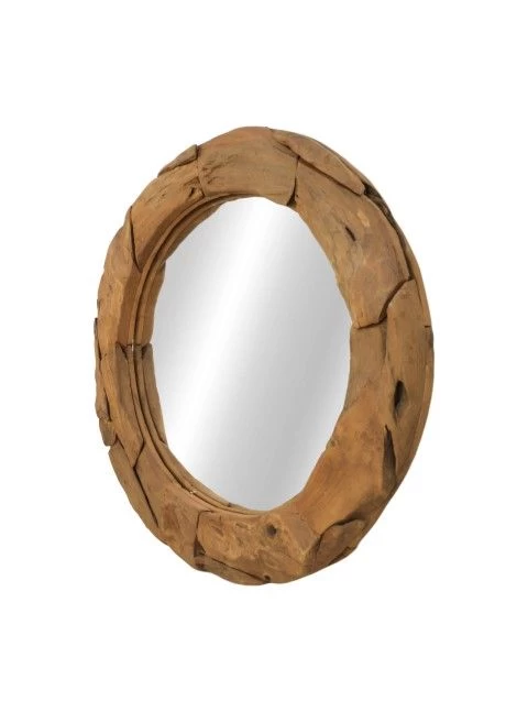 Wandspiegel - Naturel - Teak - ø70x5 Cm 4 Wandspiegel - Naturel - Teak - ø70x5 Cm - Afbeelding 2