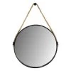 Ronde Wandspiegel Met Touw - Metaal/touw - Zwart/naturel - ø63x3,5 Cm -Woonmeubelwinkel de kisten koning 108822 1