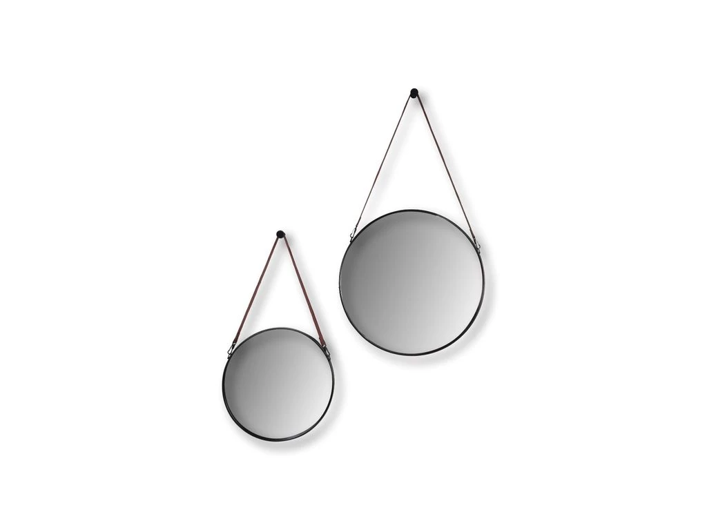 Ronde Wandspiegel Met Riem - Zwart/bruin - ø60 Cm 6 Ronde Wandspiegel Met Riem - Zwart/bruin - ø60 Cm - Afbeelding 4