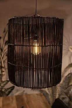 Hanglamp - Rotan - Black Wash - ø50 Cm -Woonmeubelwinkel de kisten koning hanglamp oe50 cm rotan black wash 3
