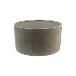 Ronde Lampenkap - Lichtgrijs - Velvet - 25x25x18 Cm