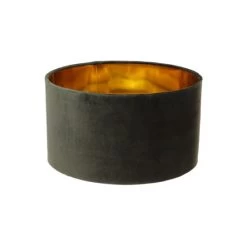 Ronde Lampenkap - Zwart/goud - Velvet - 25x25x18 Cm