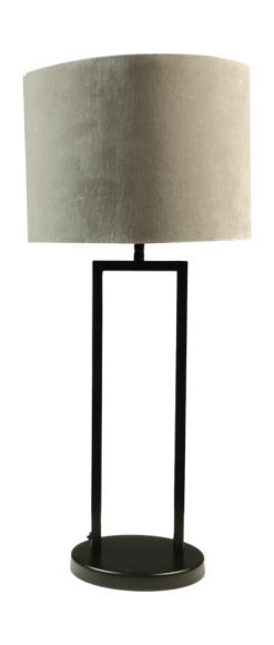 Ronde Lampenkap - Lichtgrijs - Velvet - 32x32x24 Cm -Woonmeubelwinkel de kisten koning ronde lampenkap 32x32x24 lichtgrijs velvet 4