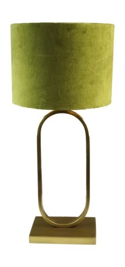 Ronde Lampenkap - Olijfgroen/goud - Velvet - 32x32x24 Cm -Woonmeubelwinkel de kisten koning ronde lampenkap 32x32x24 olijfgroen goud velvet 4