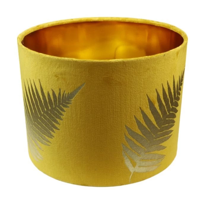 Ronde Lampenkap Met Print - Mosterdgeel/goud - Velvet - 32x32x24 Cm 3 Ronde Lampenkap Met Print - Mosterdgeel/goud - Velvet - 32x32x24 Cm