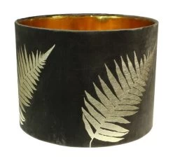 Ronde Lampenkap Met Print - Zwart/goud - Velvet - 42x42x32 Cm
