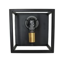 Wandlamp - Zwart/goud - Metaal - 25x18x25 Cm