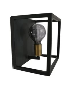 Wandlamp - Zwart/goud - Metaal - 25x18x25 Cm -Woonmeubelwinkel de kisten koning wandlamp 25x18x25 zwart goud metaal 3