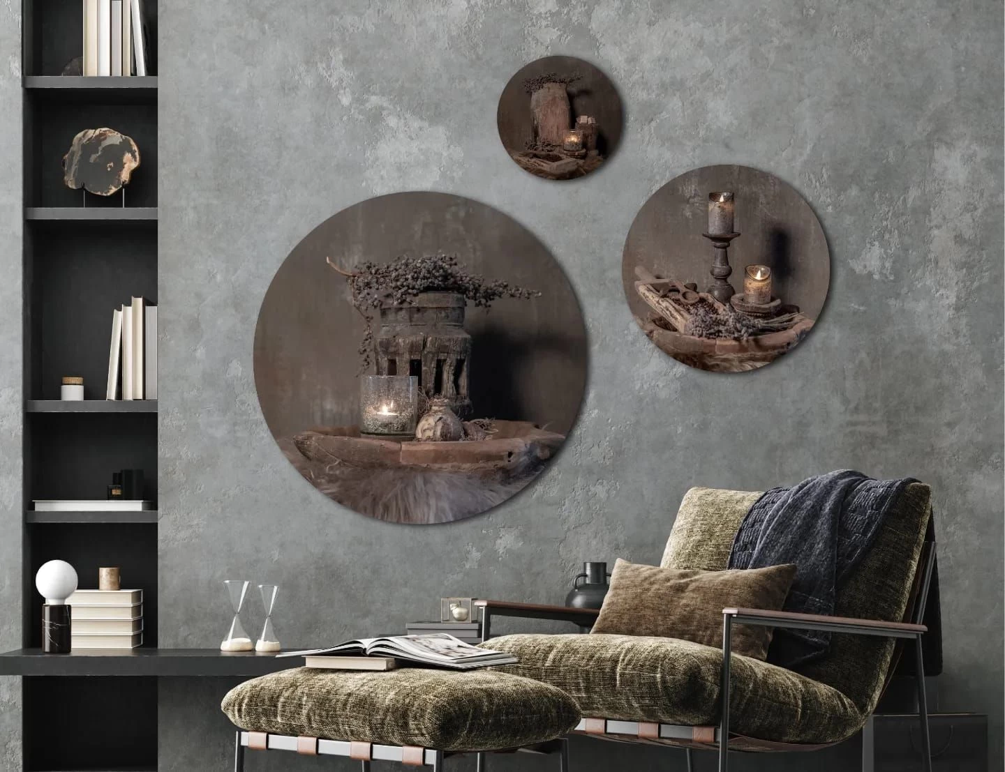 Muurcirkel Set: Rustiek Vintage Stilleven (set 3)