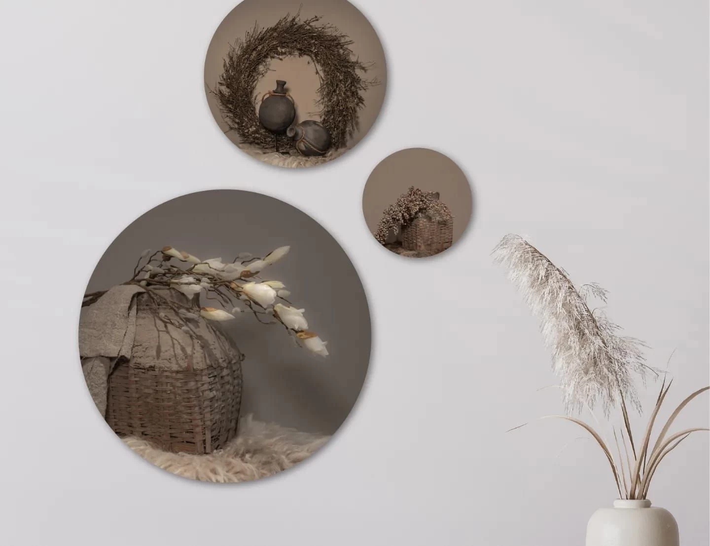 Muurcirkel Set: Rustiek Vintage Stilleven (set 6) 3 Muurcirkel Set: Rustiek Vintage Stilleven (set 6)